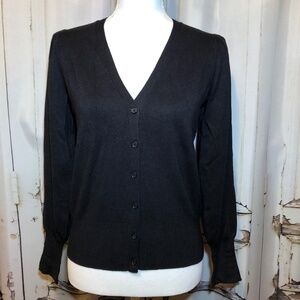 NWT! Ann Taylor Factory Black Balloon Sleeve V-Neck Cardigan - Size Small